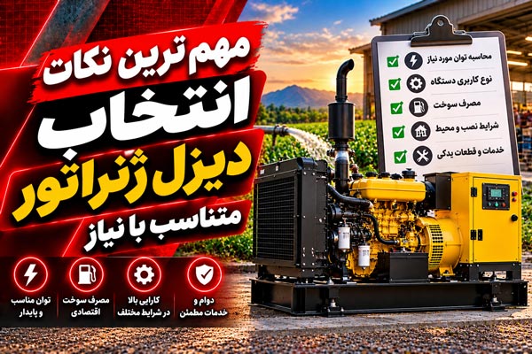 مهم ترین نکات انتخاب دیزل ژنراتور متناسب با نیاز