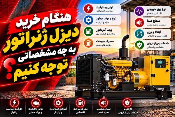 هنگام خرید دیزل ژنراتور به چه مشخصاتی توجه کنیم؟ | مشخصات فنی دیزل ژنراتور